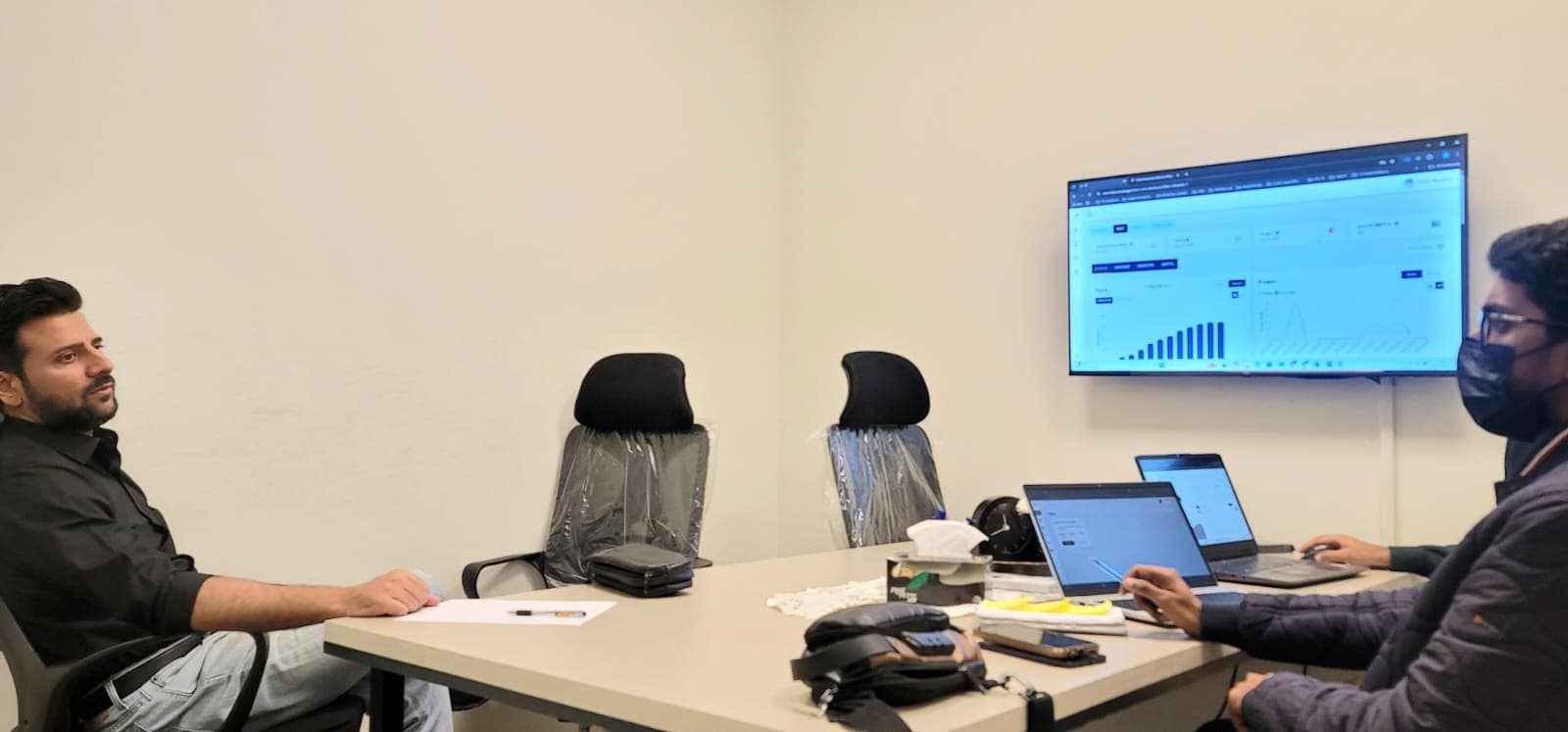 Team reviewing monitoring dashboard