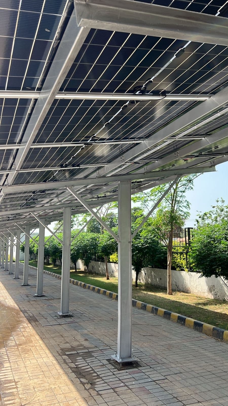 Solar carport structure underside